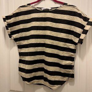 Zara | Black & Cream Striped linen top XS